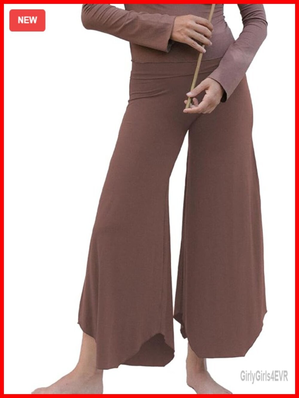 Fold Over Capri Yoga Pants Flare Leggings High Waisted Casual Active Trousers